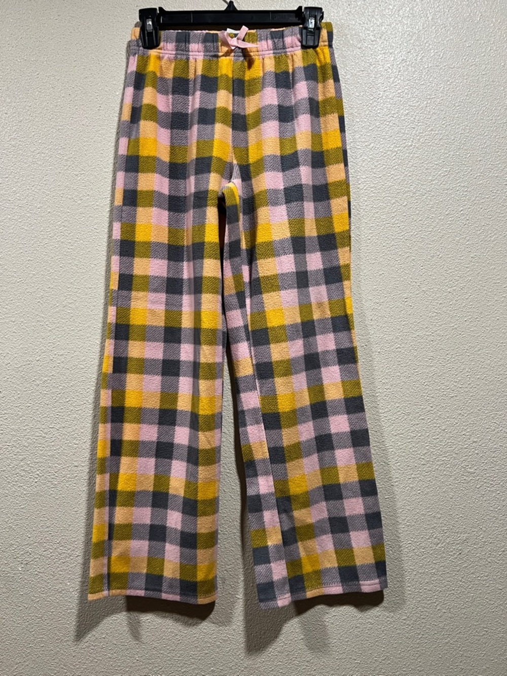 Eddie Bauer Cozy Girls' Pink & Yellow Plaid Fleece Pajama Pants